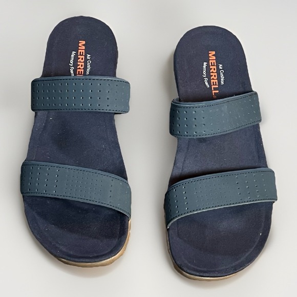 Merrell Womens Slide Sandals Air Cushion Memory Foam  Blue Size  7 - Picture 2 of 9